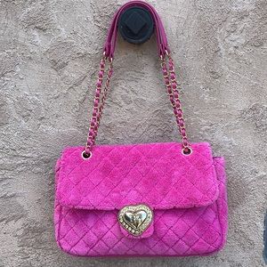 Betsy Johnson Walk the Walk Shoulder Bag Pink HTF Rare Quilted Soft Purse